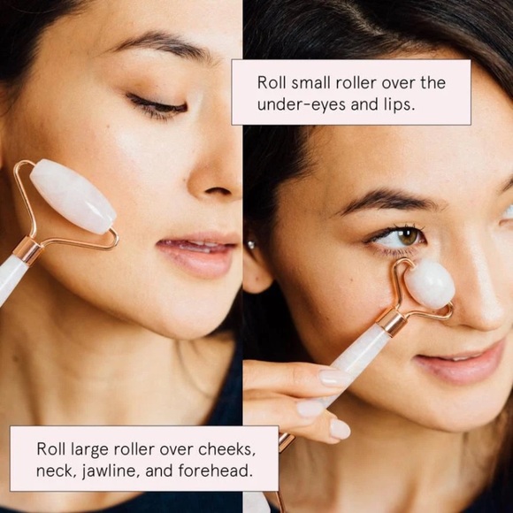 NIB Grace & Stella This Rose Ain’t Thorny Rose Quartz Facial Roller/Massager - Picture 2 of 12